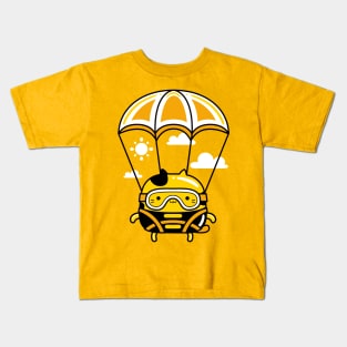 yellow cat parachute skydiver profession Kids T-Shirt